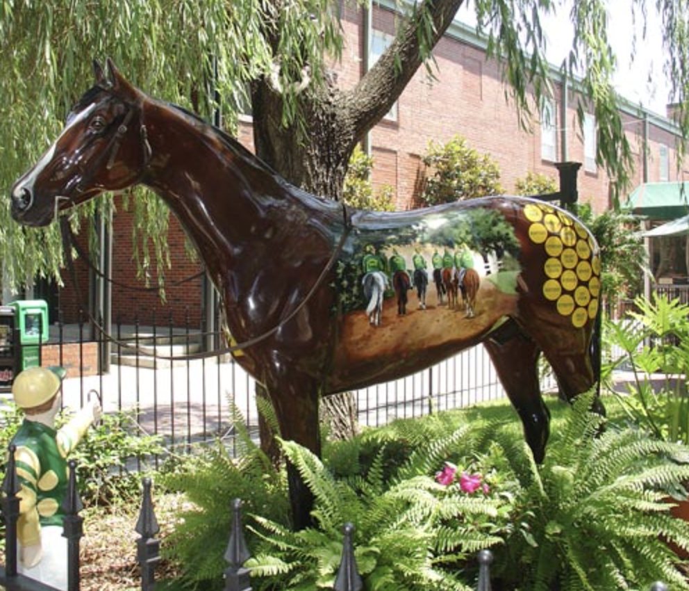 A painted horse statue downtown